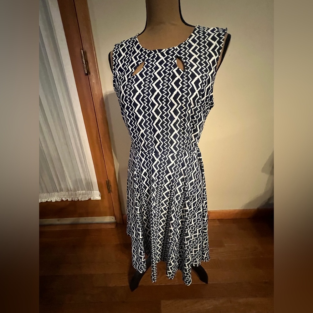 ARYEH Absolutely beautiful Black and White Zigzag Pattern Dress , Size M